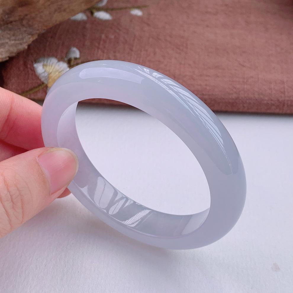 翡翠手镯紫罗兰缅甸a货天然玉器a货玉水润春带彩子手镯内径54mm