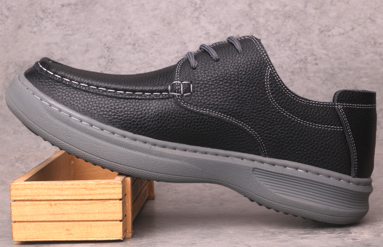 舒适健步鞋新款头层牛皮厚底男鞋商务休闲增高气垫减震软底系带皮鞋