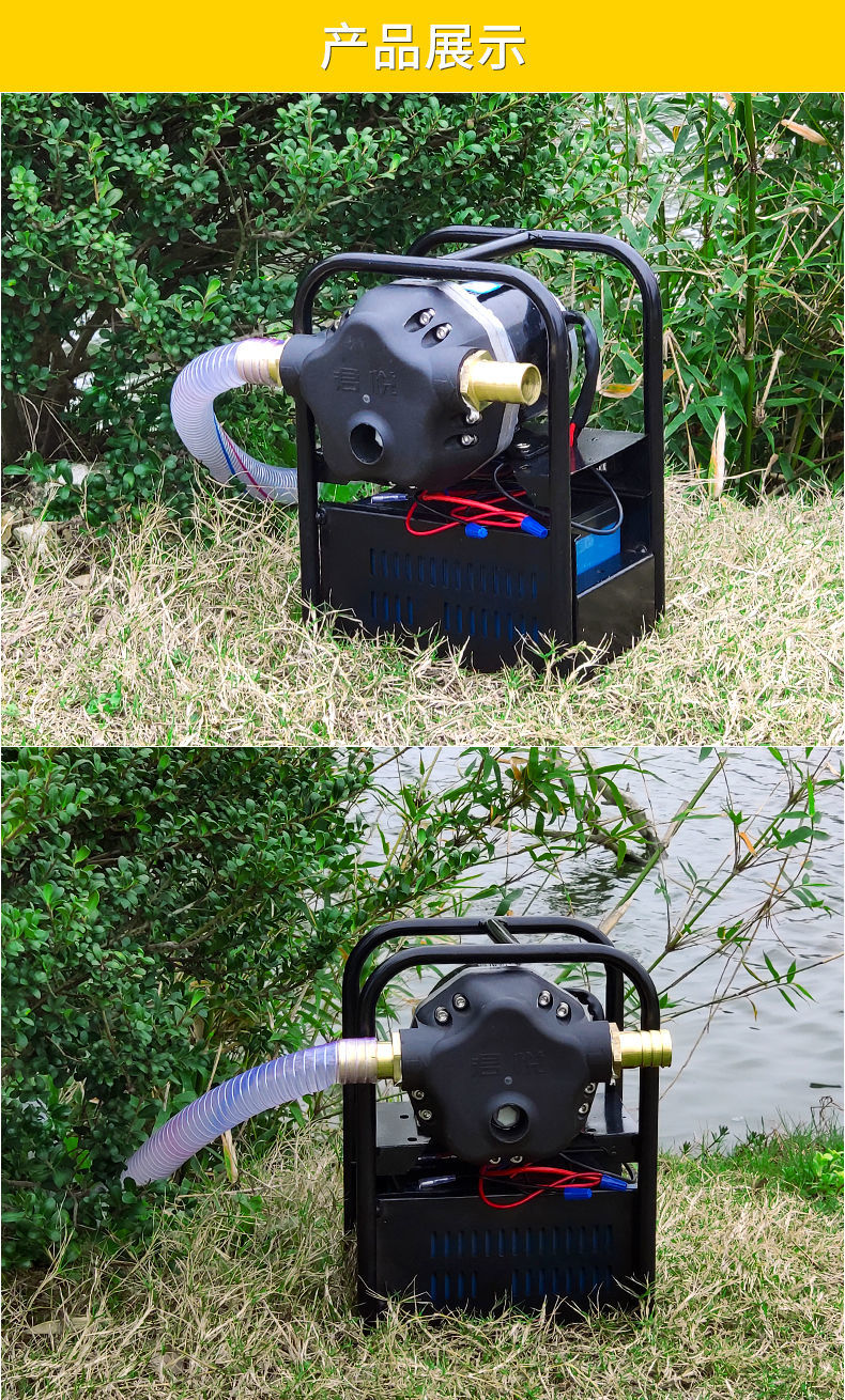 充电式浇菜水泵农用灌溉户外6分管大流量大功率12v水泵井水抽水机 锂