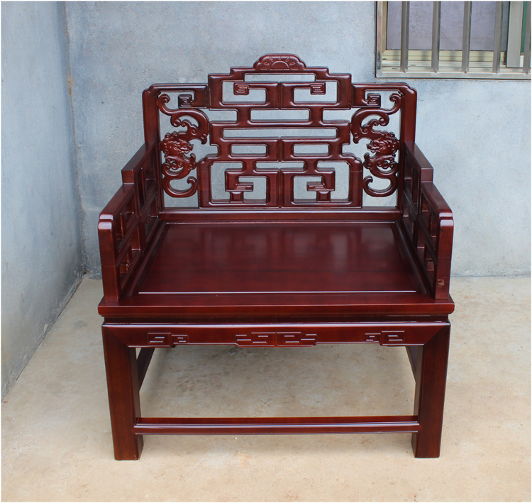 实木打坐椅龙椅宝座新中式法座修禅椅办公椅单人沙发榆木仿古 南榆木