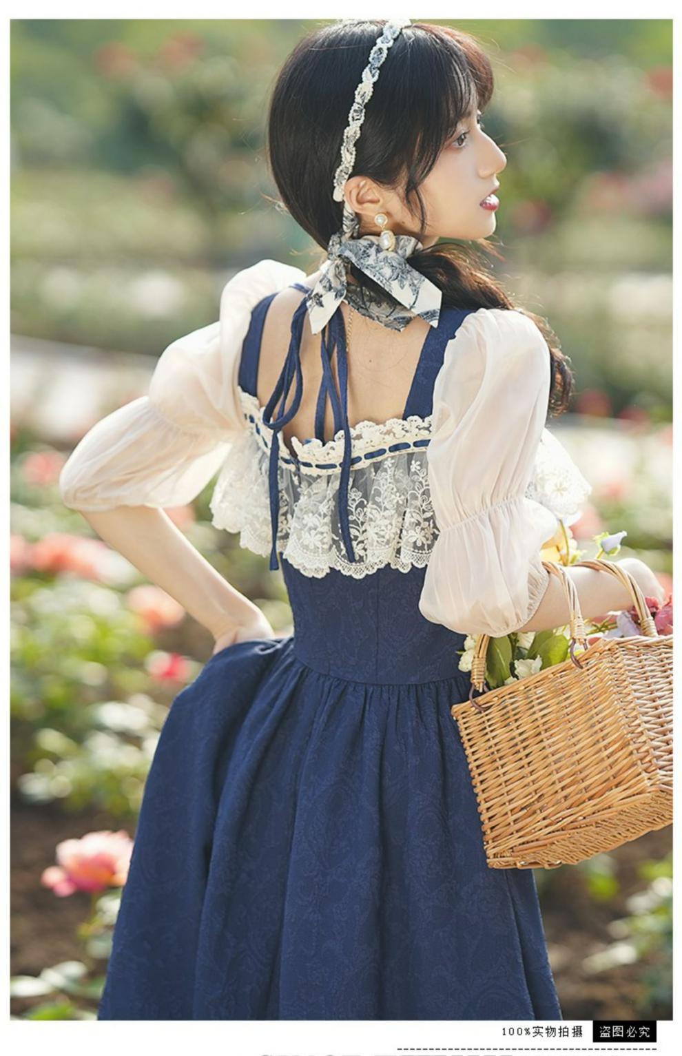 秉藜 欧洲中世纪宫廷礼服复古田园风连衣裙夏季精灵森系仙女超仙长裙