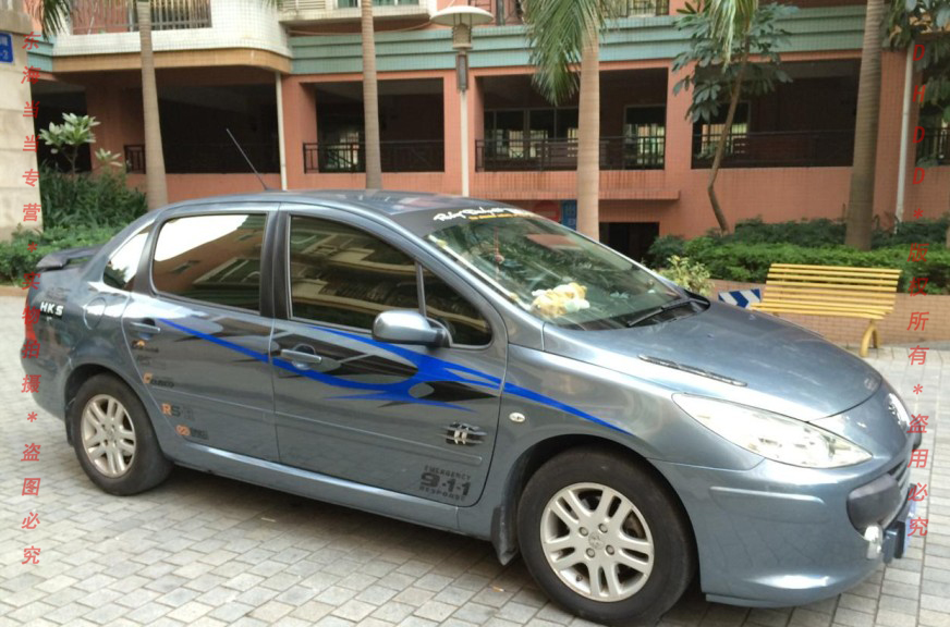 适用于东风标致307三厢汽车尾翼301307三厢专用带灯abs改装定风翼尾翼