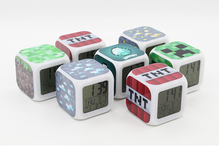 时钟闹钟动漫tnt苦力怕jj怪模型灯周边玩具游戏qmc七彩闹钟003均码