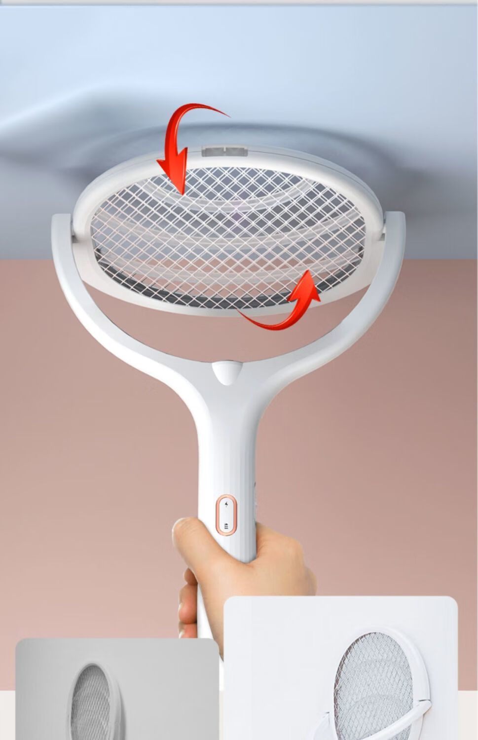 蚊拍 大功率电蚊拍usb可折叠翻转旋转充电手握上铺悬挂式电蚊子拍苍蝇