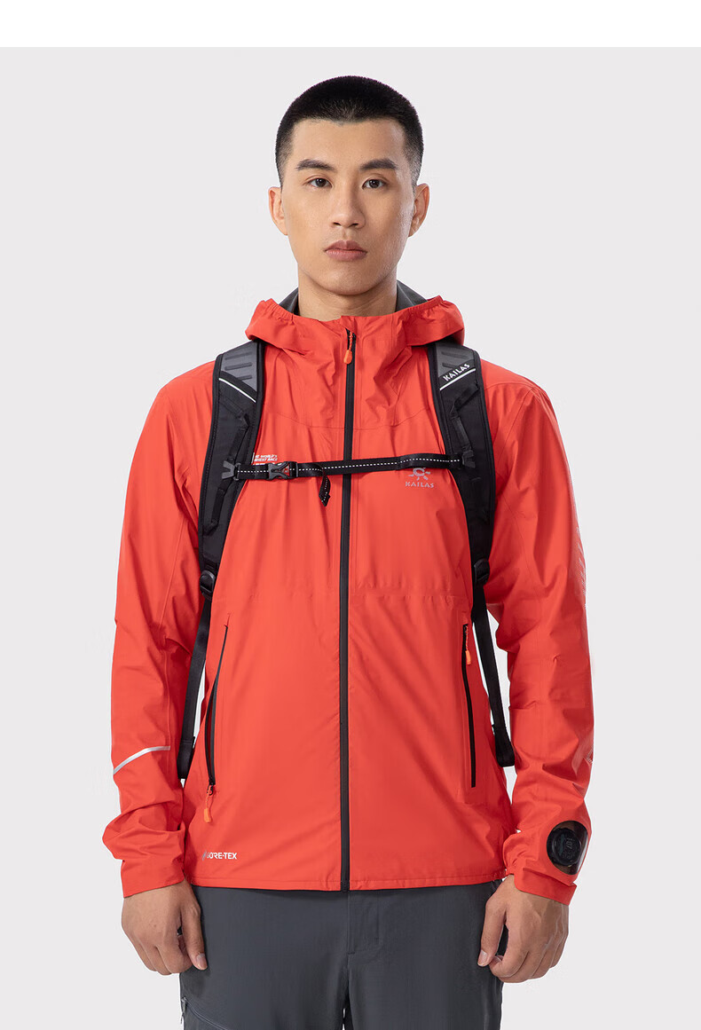 凯乐石户外防水冲锋衣男傲云Ⅱgore-tex轻量科技跑山单层冲锋衣 墨黑