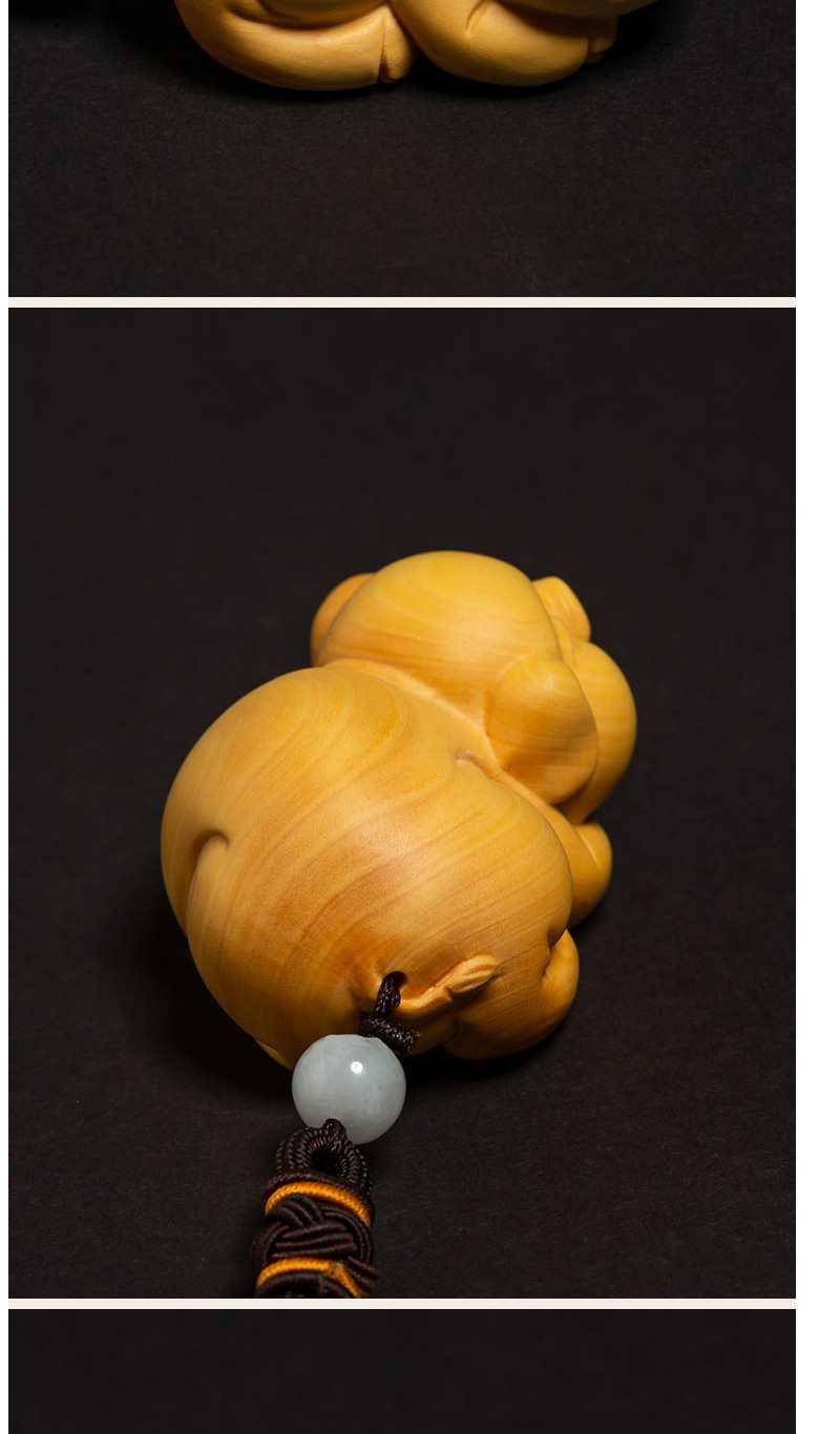 2022黄杨木可爱猪挂件创意文玩手把件实木雕刻工艺品