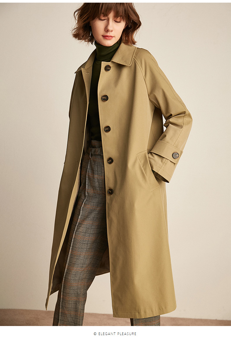 卡其色中长款风衣女2021春秋装新款英伦风时尚休闲宽松外套浅驼色s