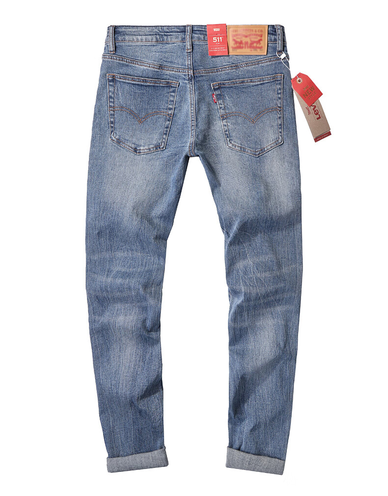 levis李维斯511牛仔裤男秋冬季浅色厚款直筒修身弹力小脚裤休闲潮