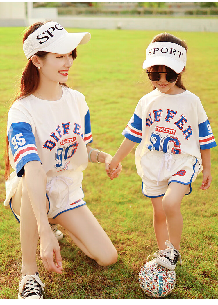 亲子装夏2022新款潮春秋一家三口四口运动夏季鹿藤蓝色长袖套装爸爸l