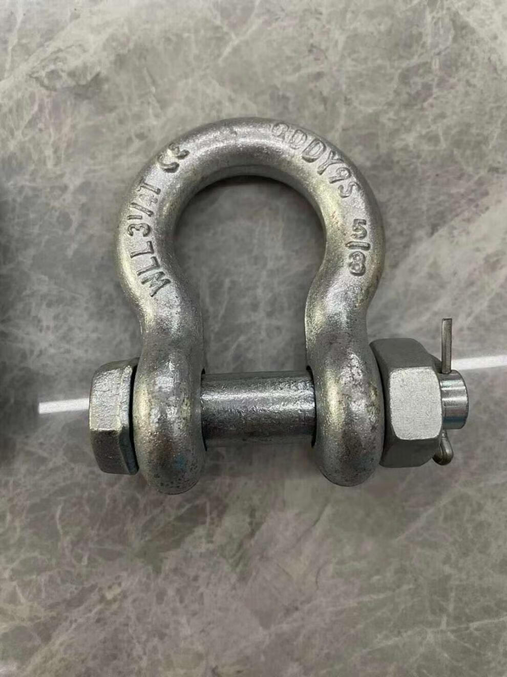 美式弓型卸扣带螺母高强度连接扣d形u型卡环卡扣锁扣起重吊装工具 弓