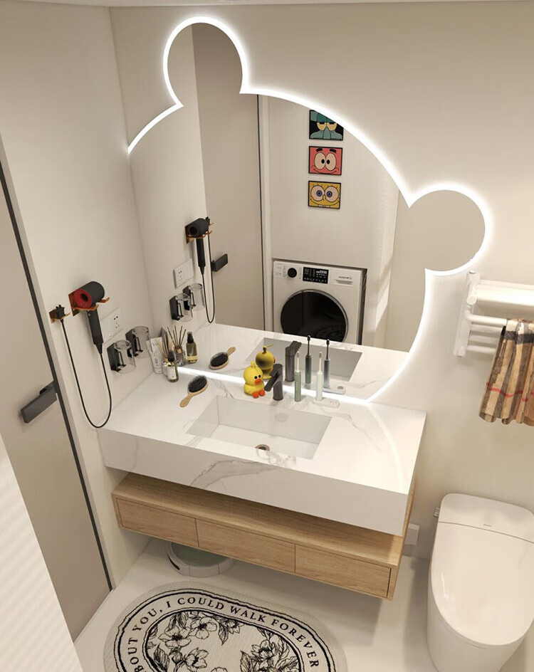 日本卫浴toto 日式轻奢浴室柜组合现代简约卫生间洗漱台实木智能小熊