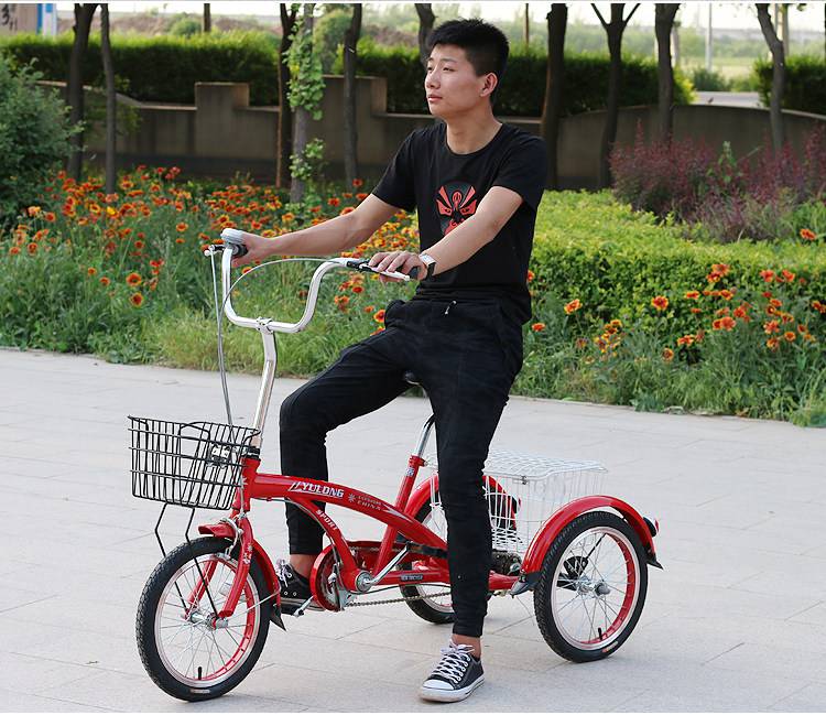 脚蹬三轮车老人迷你玉龙中自行车成人用脚蹬三轮车小型老人人力三轮车