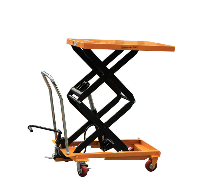 手动液压升降平台车电动移动式小型升高机工作平板推车液压平台车