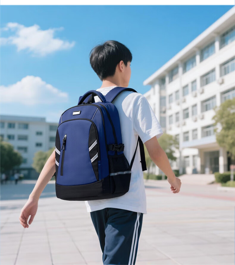 Edison Middle School Student Backpack for Boys, Spine Protection, Weight Reduction, Anti-Drop, Water-Resistant, Large Capacity, Reflective Backpack 2509-1 19