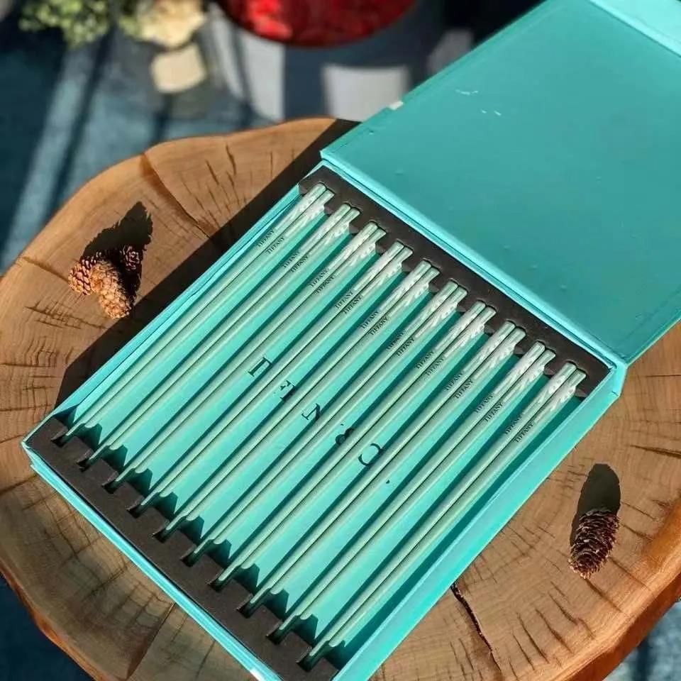 筷子10件套欧式高档色家用轻奢餐具 蒂芙尼筷子10双 套礼盒装【图片