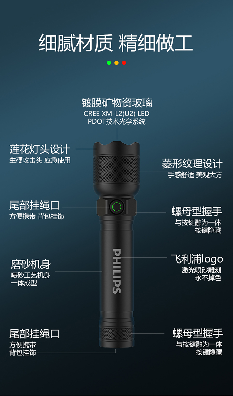 飞利浦(philips)philips/飞利浦 sfl2188强光手电筒聚光充电户外超亮