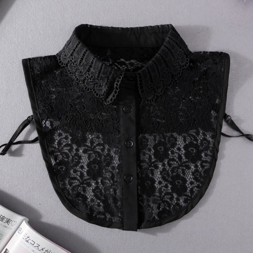 新品假领子女款夏季抗皱穿出白富美蕾丝灰色衬衫领假领女半身领百搭