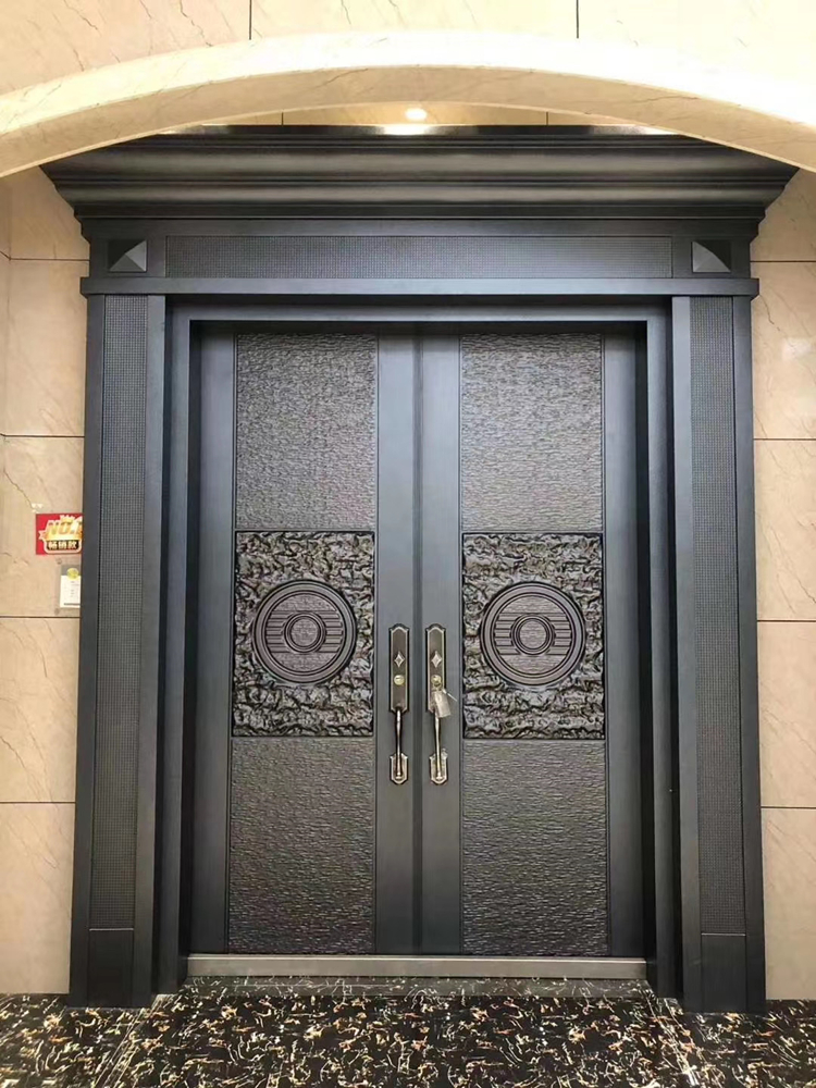 防盗门铜门进户大门仿铜仿真铜门对开门农村大门不锈钢门 款式2【图片