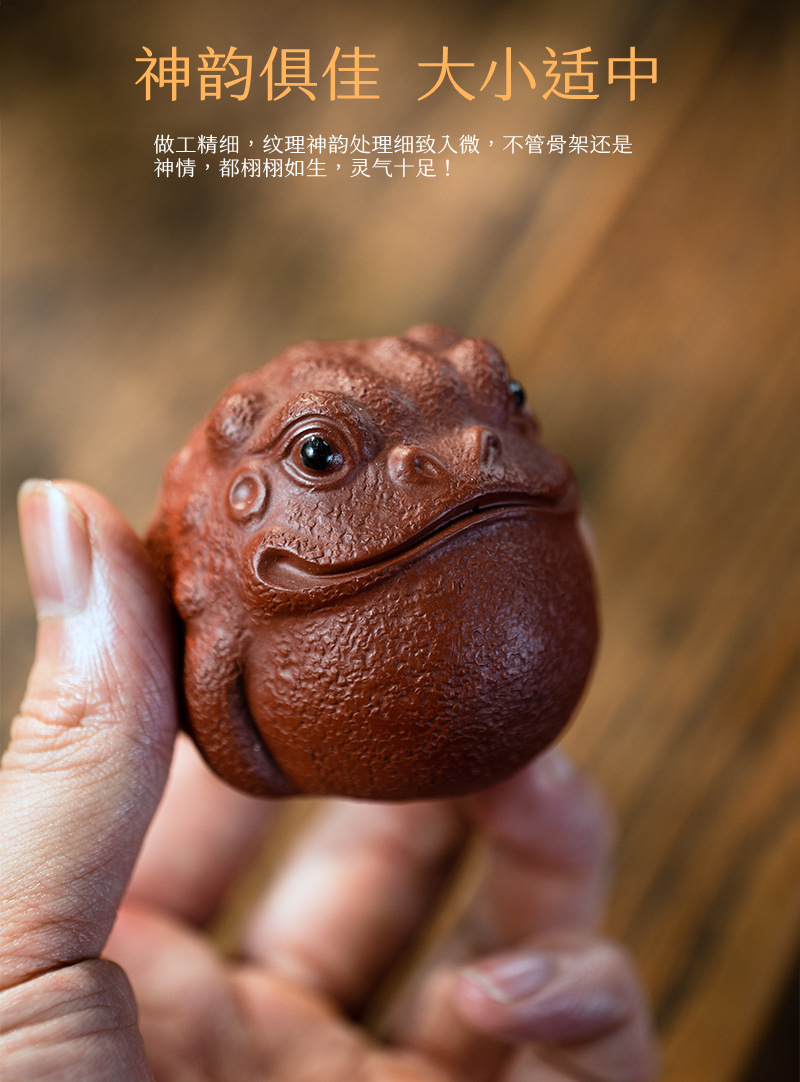 唐昭 紫砂金蟾蜍茶宠摆件精品迷你可养变色茶桌台室茶玩手把件茶叶罐