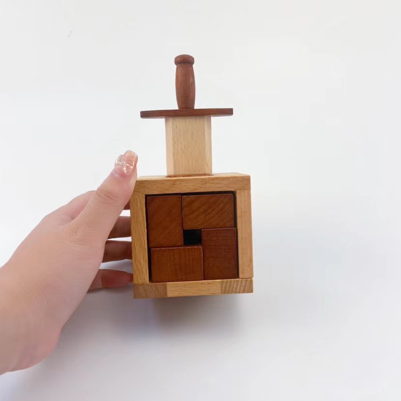 抖音gm同款十级超难解密盒box益l智烧脑木质石中剑玩具 十级榫卯三角