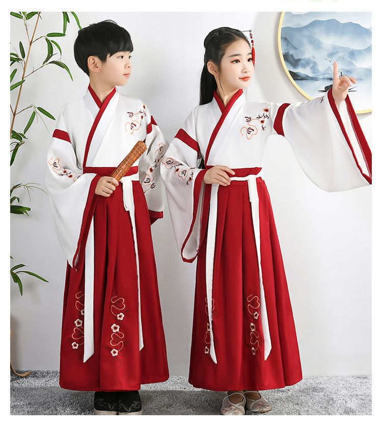 古代服装儿童古装汉服国学服中国风男女书童服装小学生三字经弟子规