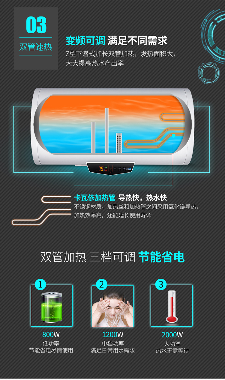 帅康sacondsf50dwky智能防电墙遥控2000w预约洗浴热水器50l