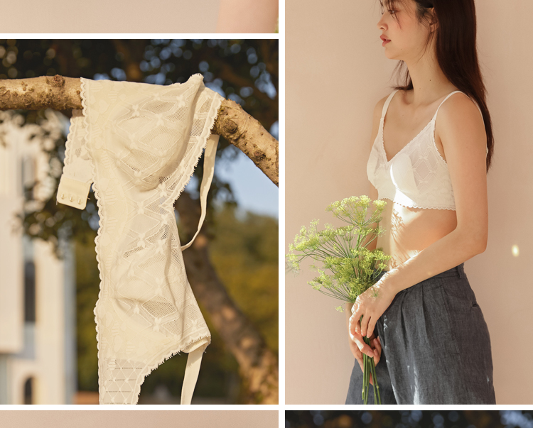 无钢圈上托文胸法式大胸显小内衣女蕾丝透气显瘦夏 复古蓝 70c【图片