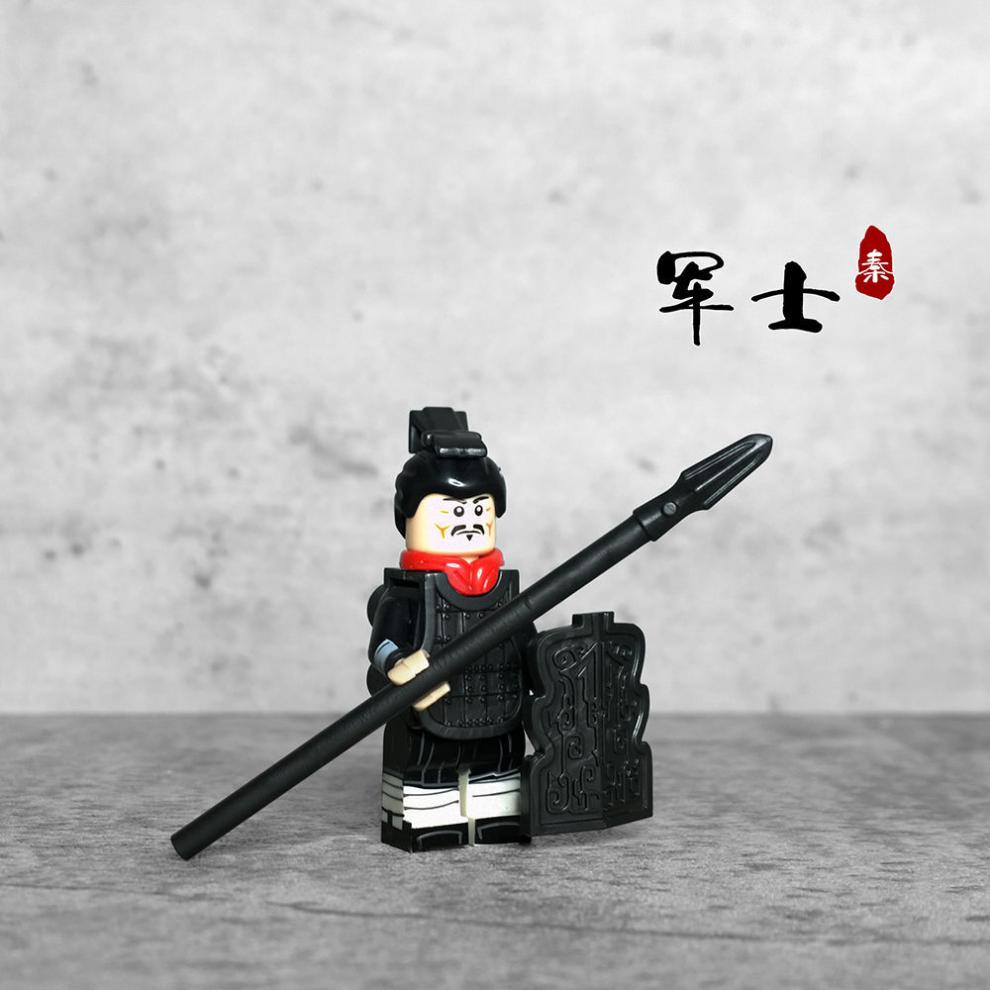科物酷积木秦始皇帝兵马俑国中国风古代士兵桃园三结义人仔小人拼装