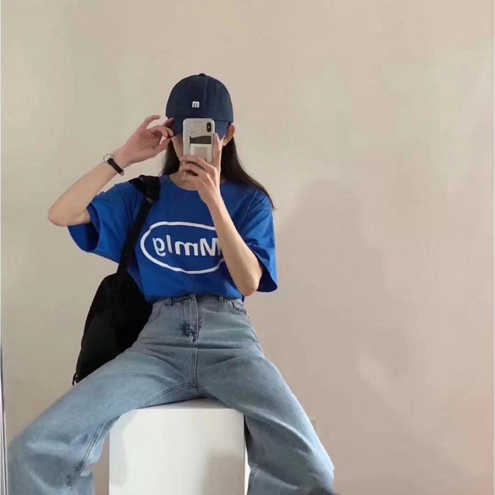 mmlg短袖t恤女1987印花纯棉夏季新款ins宽松圆领韩国潮牌情侣上衣团购