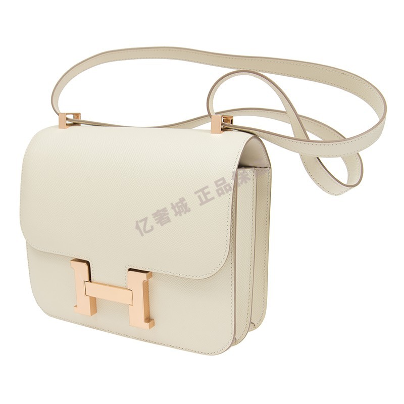 【正品鉴定】hermes爱马仕康康包19cm白色女士休闲百搭 预售 白色
