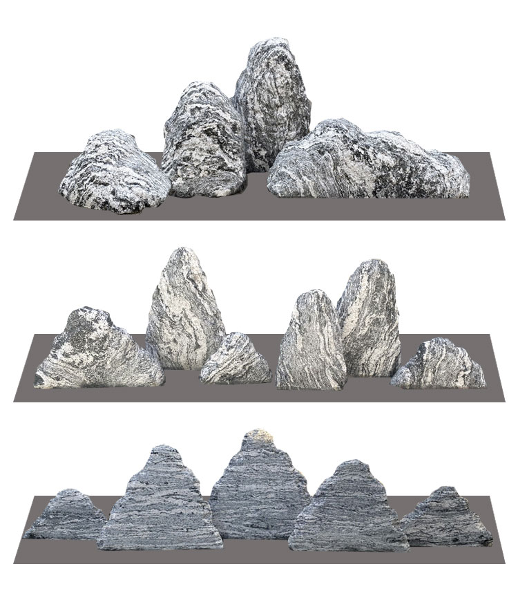 迎客松假树仿真大树雪浪石切片组合造景泰山石景观石假山石头庭院枯