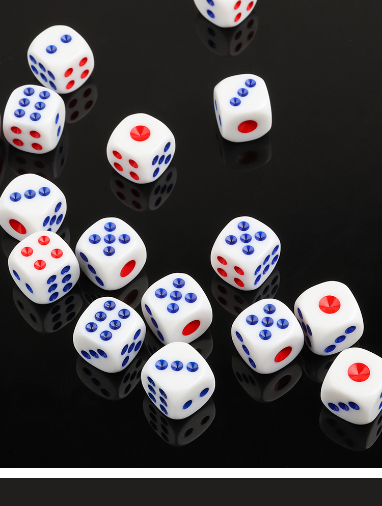 骰子色子摇色子大号彩白色筛子ktv筛粒骰盅娱乐塞子圆角红蓝点数