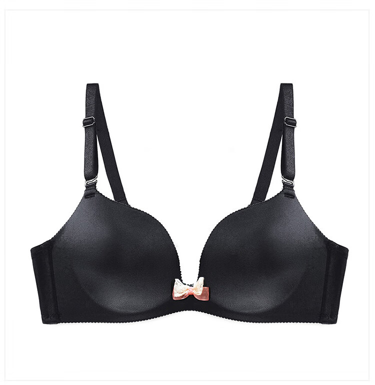 兰卓丽女秋冬内衣运动文胸调整型无钢圈薄款小胸聚拢美背胸罩 黑色薄