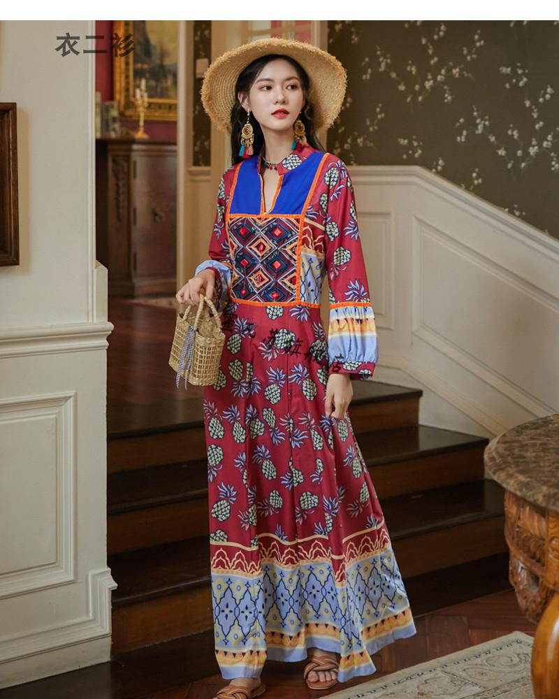 云南西双版纳傣族服装青海湖西藏草原度假旅游复古沙漠长裙子西域民族