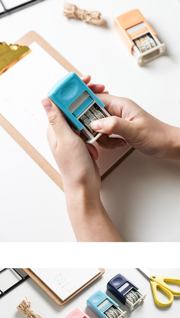 日期印章 回墨印章 按压滚轮戳文字日期印章学生便携年月日可调自动回