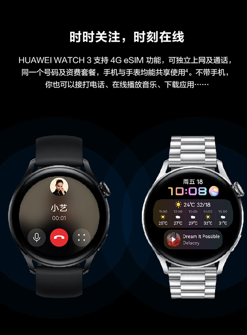 华为(huawei) 华为原装手表watch3pro智能esim独立通话蓝牙男女运动