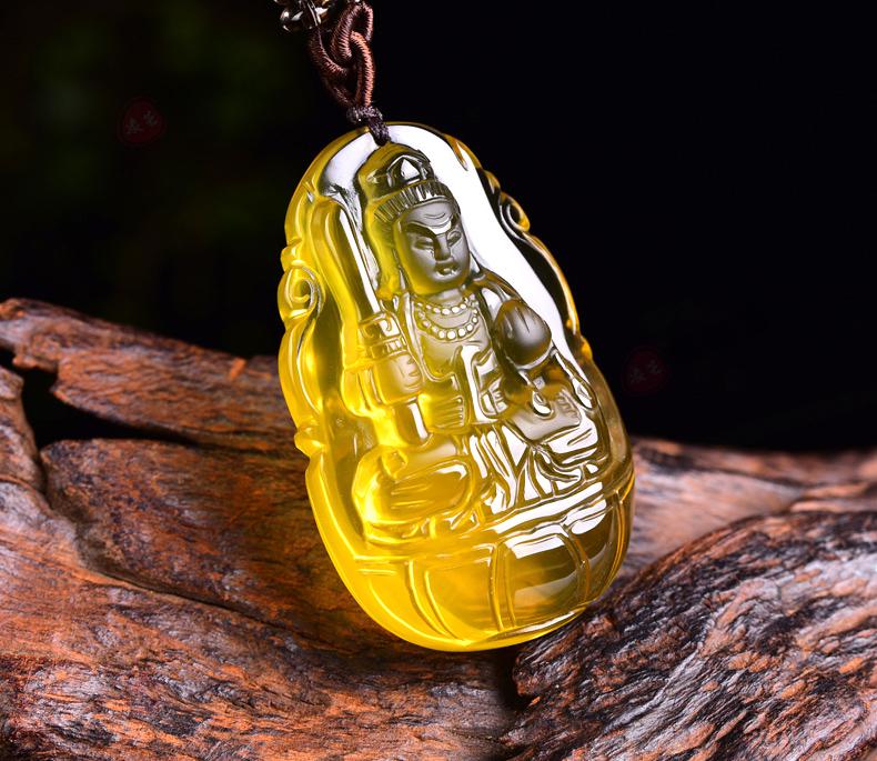 凌芒黄水晶本命佛吊坠送朋友不动明生肖属鸡守护神送父母不动尊菩萨
