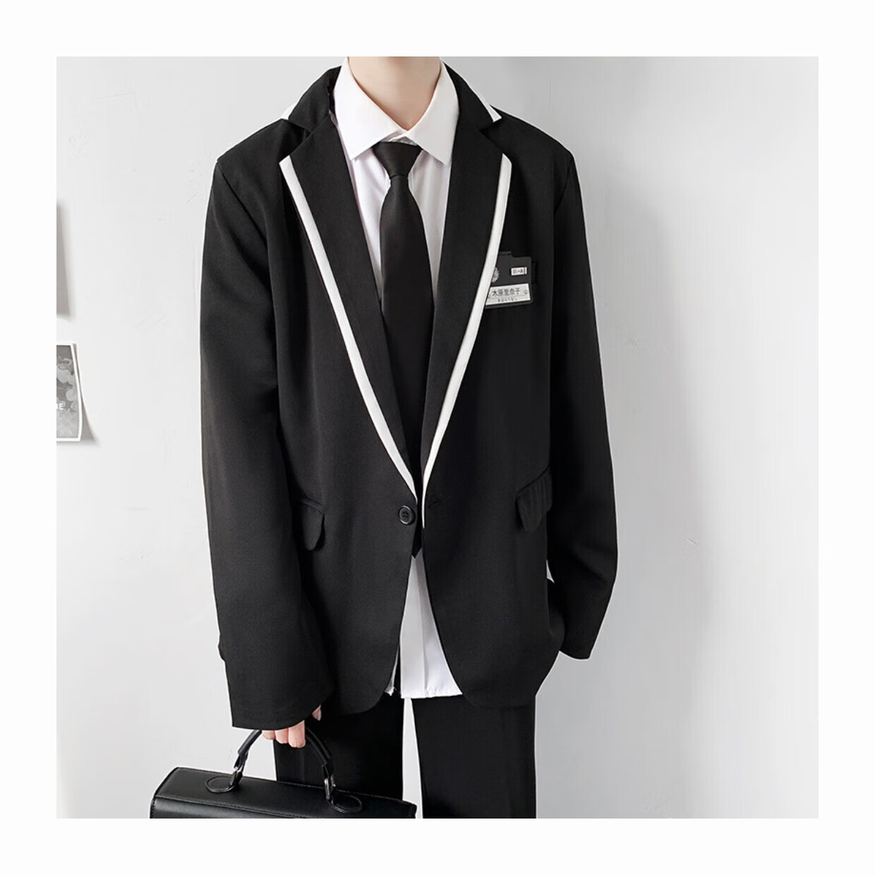 jk制服套装学院风本佐中黑色西装外套男子dk西服三件套装 西服 衬衫