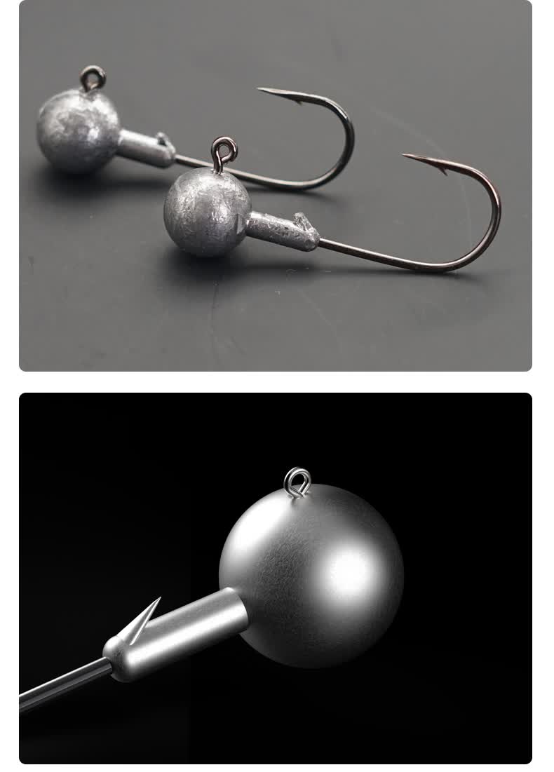 底鳜鱼翘嘴曲柄软虫软饵钩套装 50枚5克血槽4x加强铅头钩( 卷尾20枚)