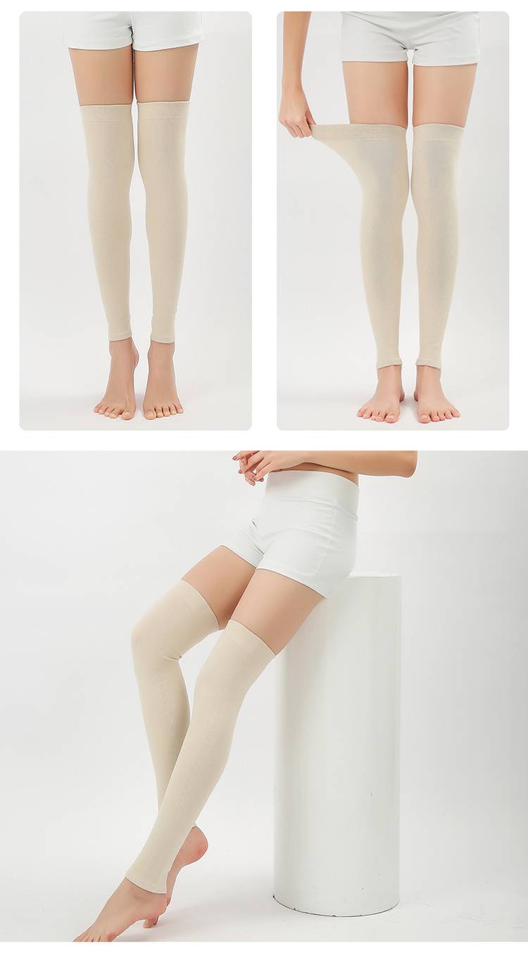 夏季护膝薄款老寒腿过膝袜套长筒男女士纯棉运动保暖护腿套房 【40cm