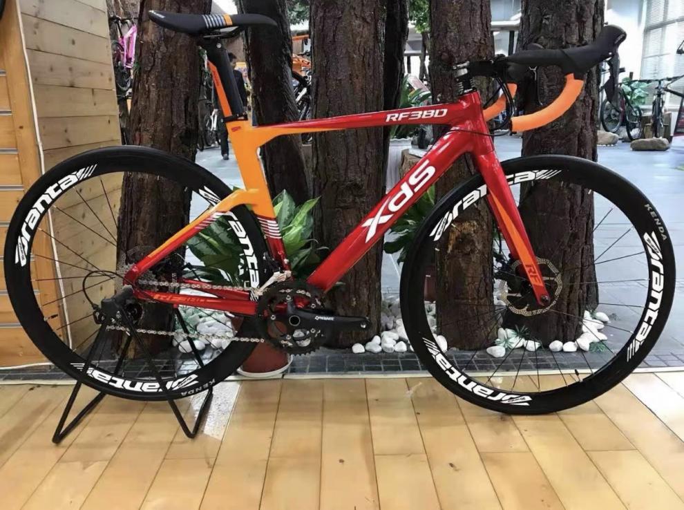 公路自行车禧玛诺18速r3000变速弯把破风竞技进阶赛车 电镀红/橙490mm