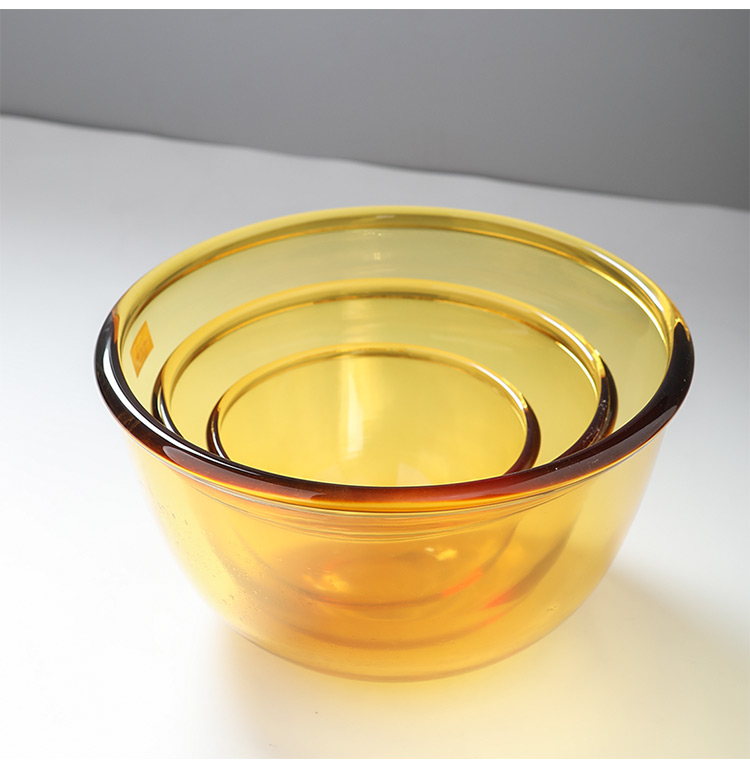 骊采 琥珀色耐热玻璃碗微波炉专用打蛋碗大碗玻璃盆汤碗饭碗水果沙拉