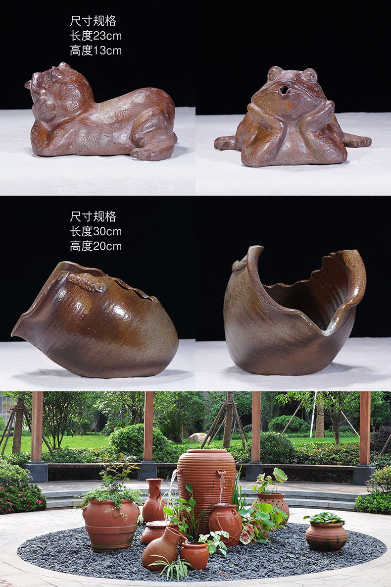 流水陶瓷罐 庭院水景观喷泉出水口装置陶瓷流水陶罐带嘴鱼池装饰花园