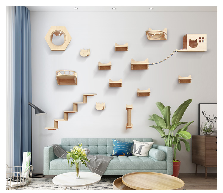 法耐(fanai) 猫爬架墙壁式实木挂墙猫窝猫树一体猫架太空舱不占地壁挂