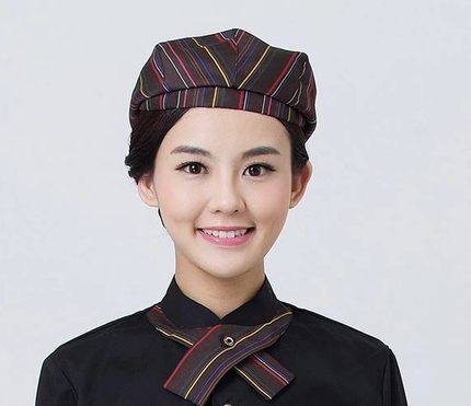 餐厅餐馆服务员贝雷帽 前进帽 厨师帽 黑白餐具 均码