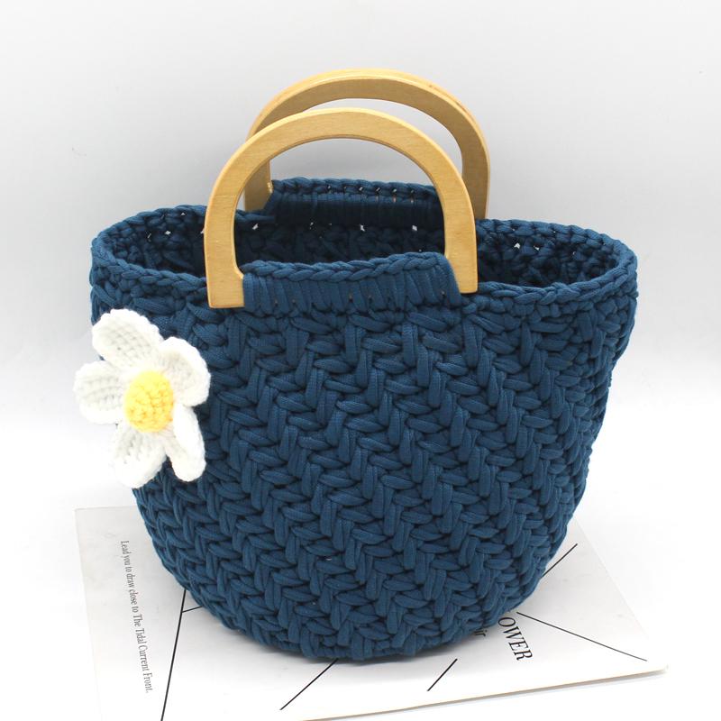 包挎包手提夏季女包手织包送女友桅海 冰丝(荧光绿小花麦穗材料包)