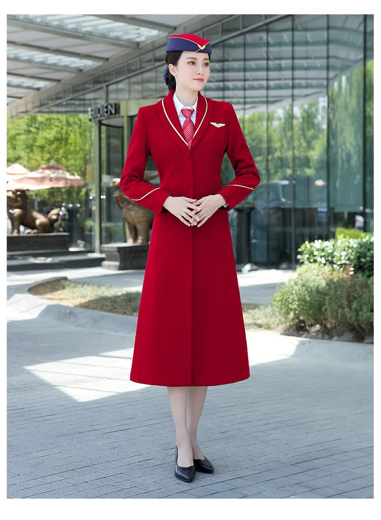 毛呢大衣女长款毛呢冬季空姐制服南航职业装秋冬过膝外套酒店售楼部
