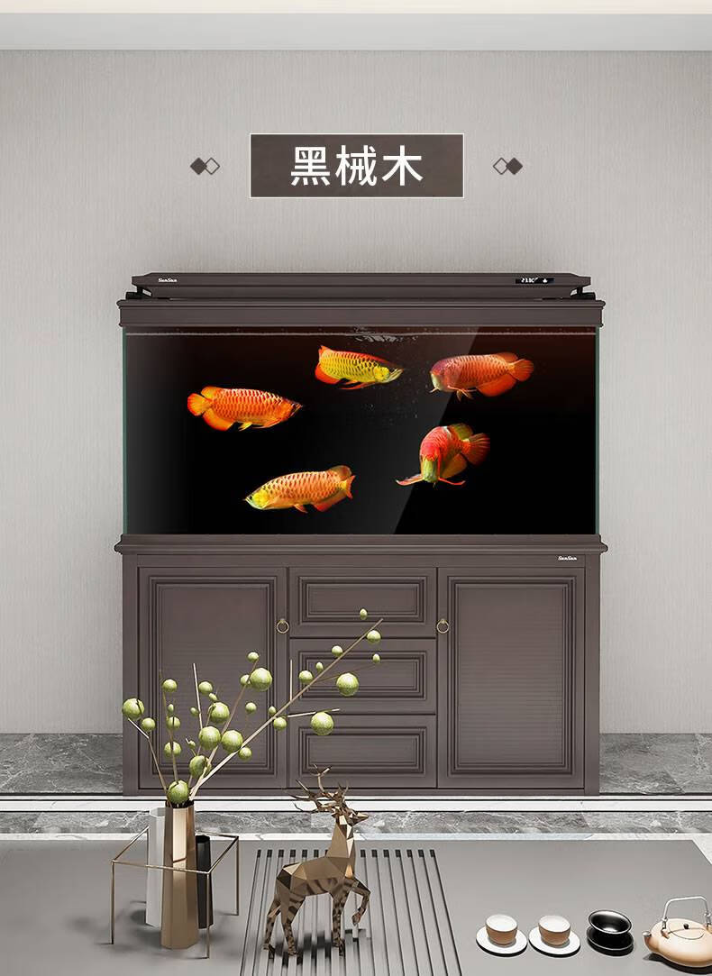 森森sunsun鱼缸大型客厅超白玻璃水族箱底过滤龙鱼缸免换水1米长42点2
