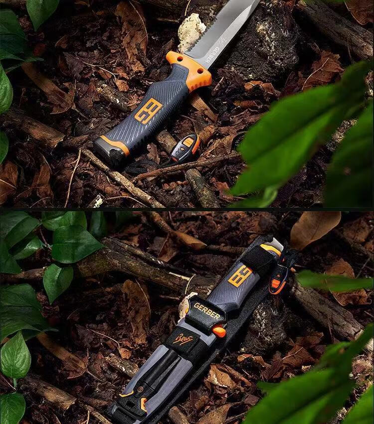 戈博户外绑腿潜水小刀贝尔求生刀随身高硬度荒野生存小刀具 全刃