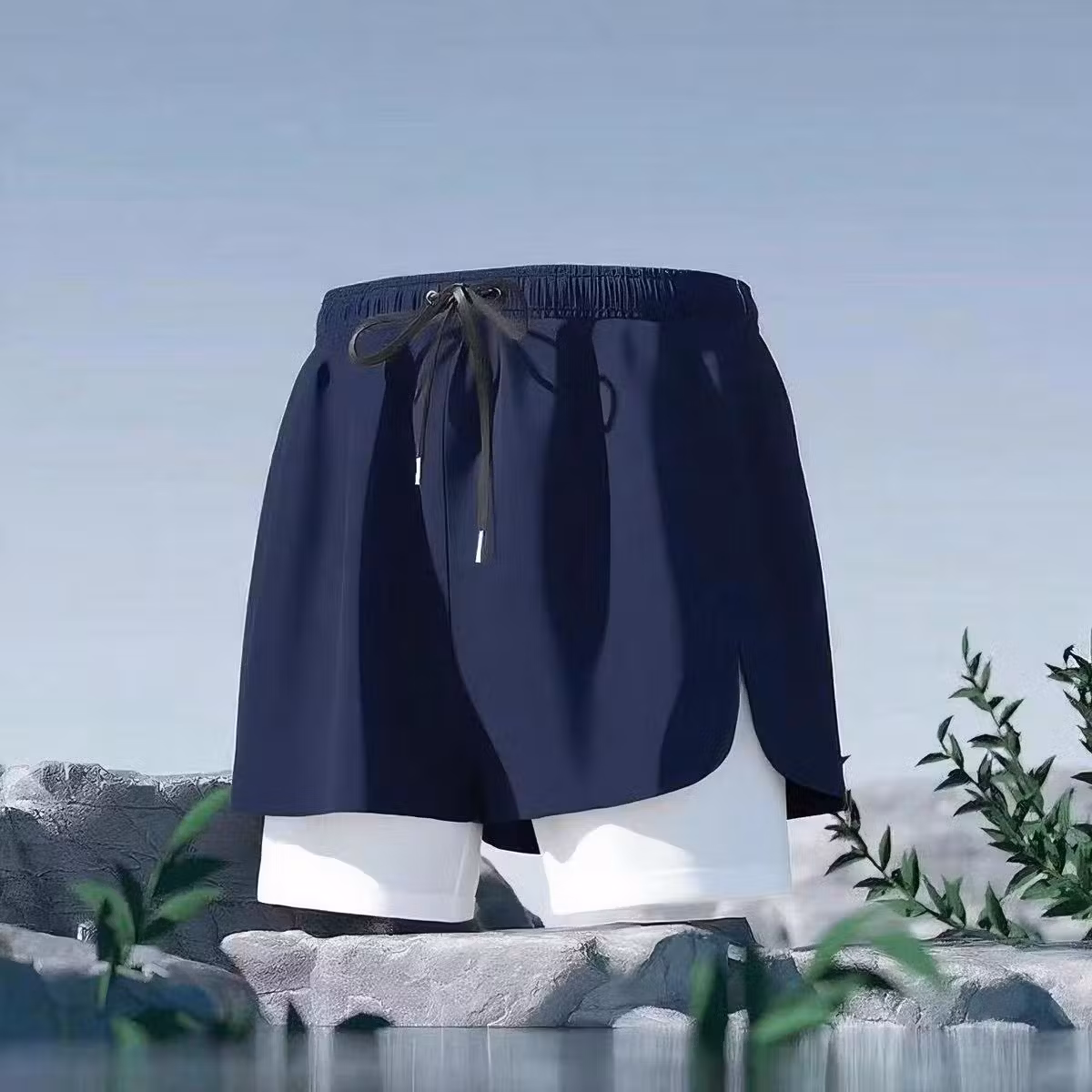 Heren zwemshort met dubbele laag sneldrogend voor strand_voghion.com